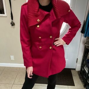 Green Envy Stylish Pink Winter Pea Coat